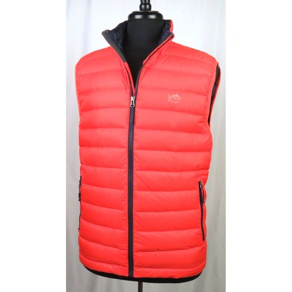 Men's Southern Tide Zip-Up 90% Down Orange Puffer Vest Jacket Medium - Picture 2 of 7